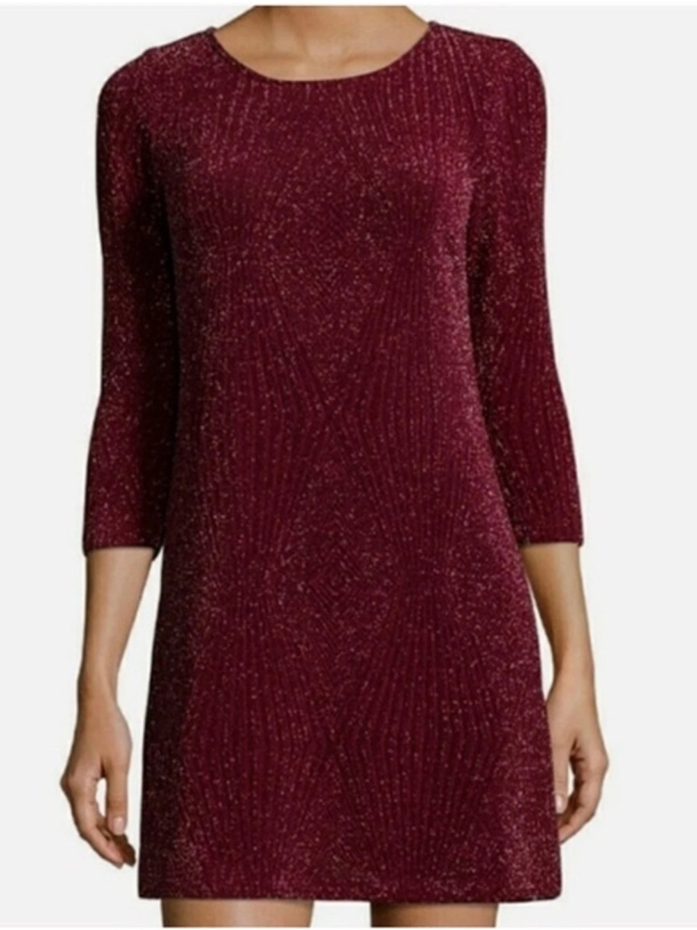 Trixxi sparkly glitter burgundy knit mini dress woman’s size S party festive
